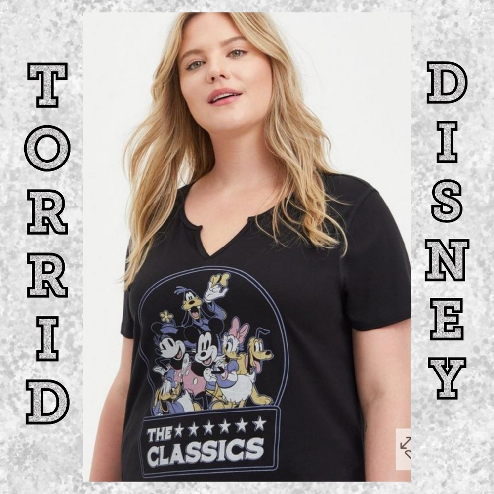 TORRID DISNEY Mickey Mouse & Friends Black Classic Fit Tee! NWT!